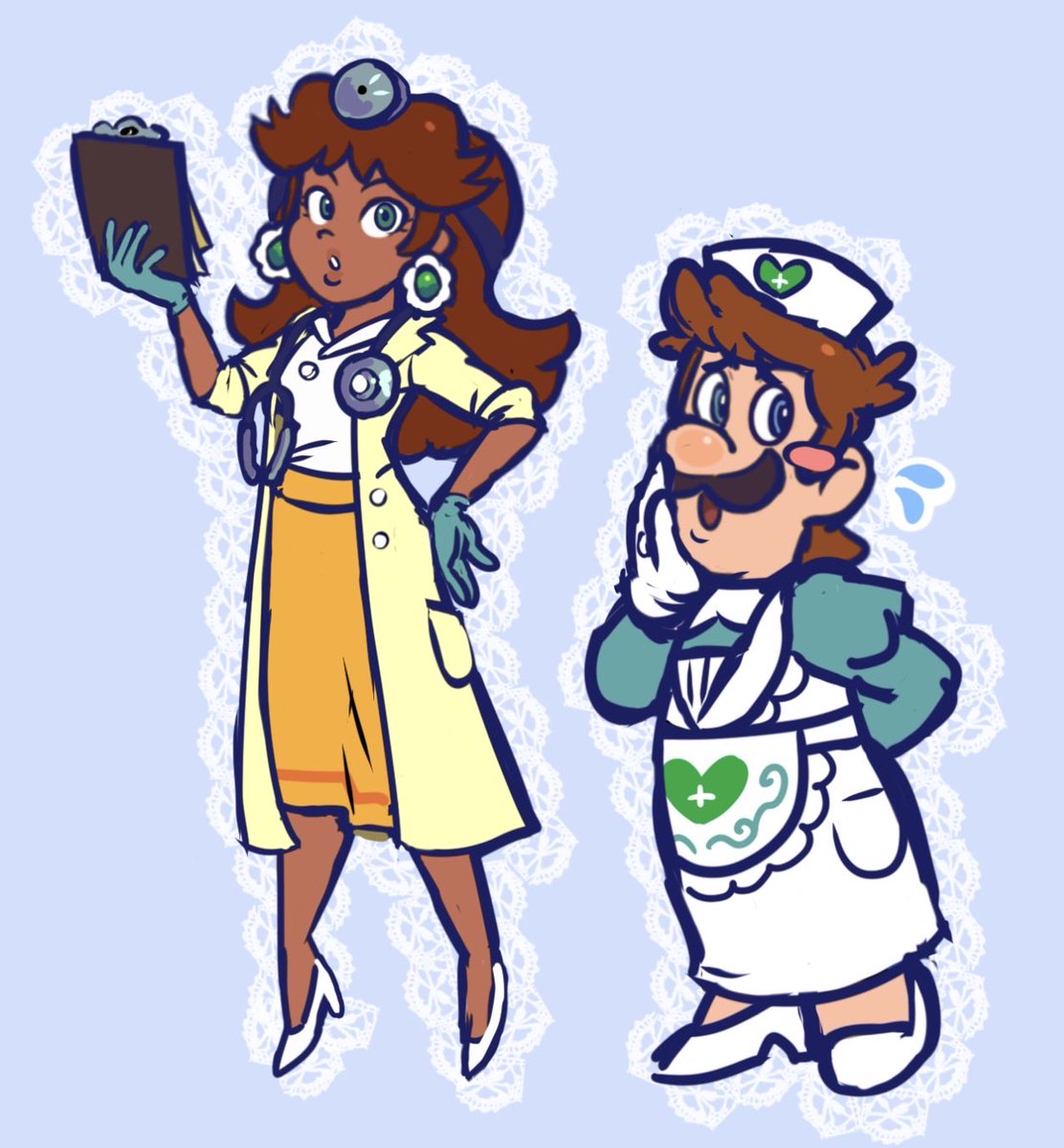 UnluckyClover0's tweet photo. The Dr is in
#PrincessDaisy #Luigi #Luaisy https://t.co/P8AFPJfr0v