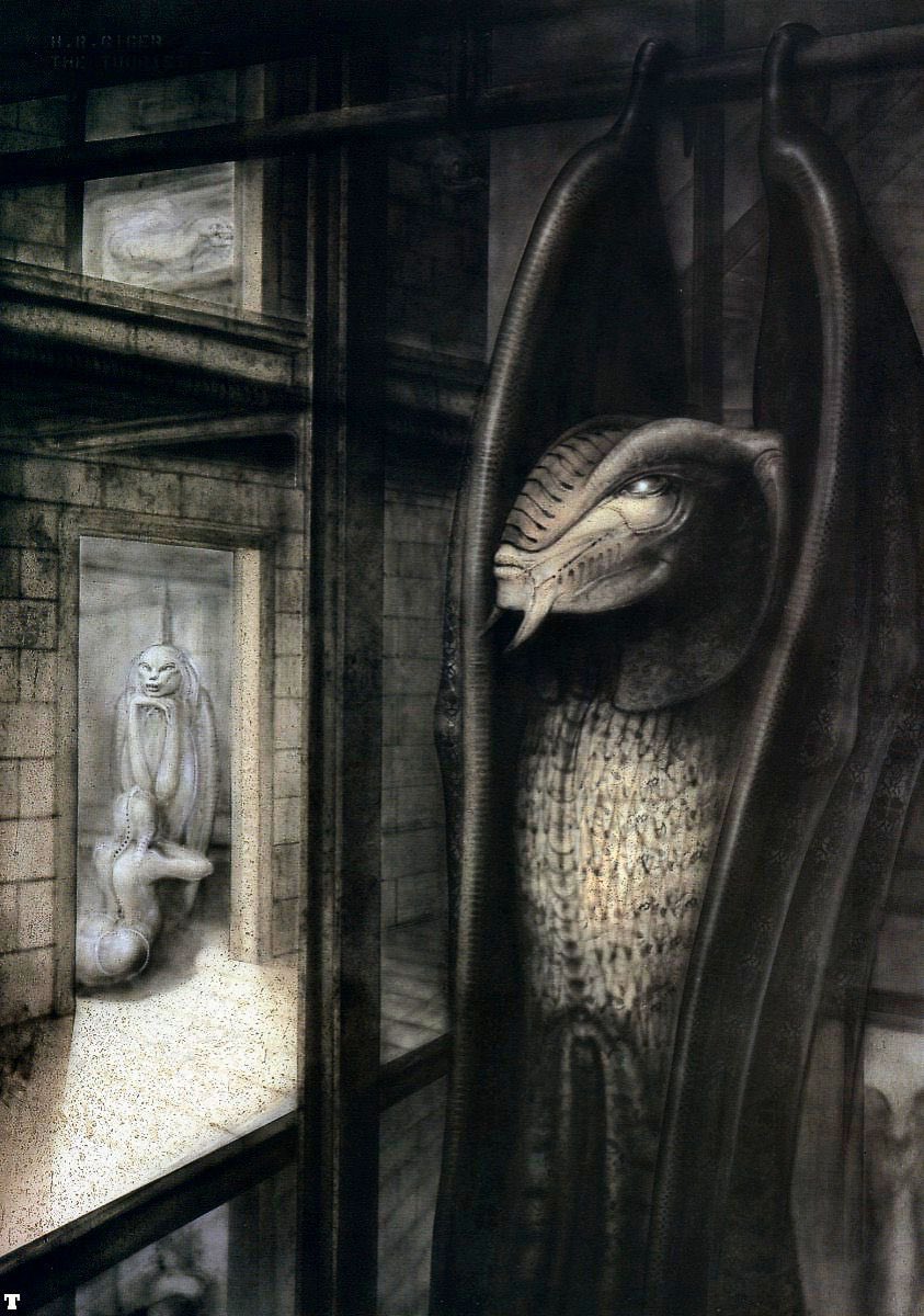 SciFiArchives's tweet photo. H. R. Giger's concept art for 'The Tourist' (1980s) https://t.co/gXiEo16tYy