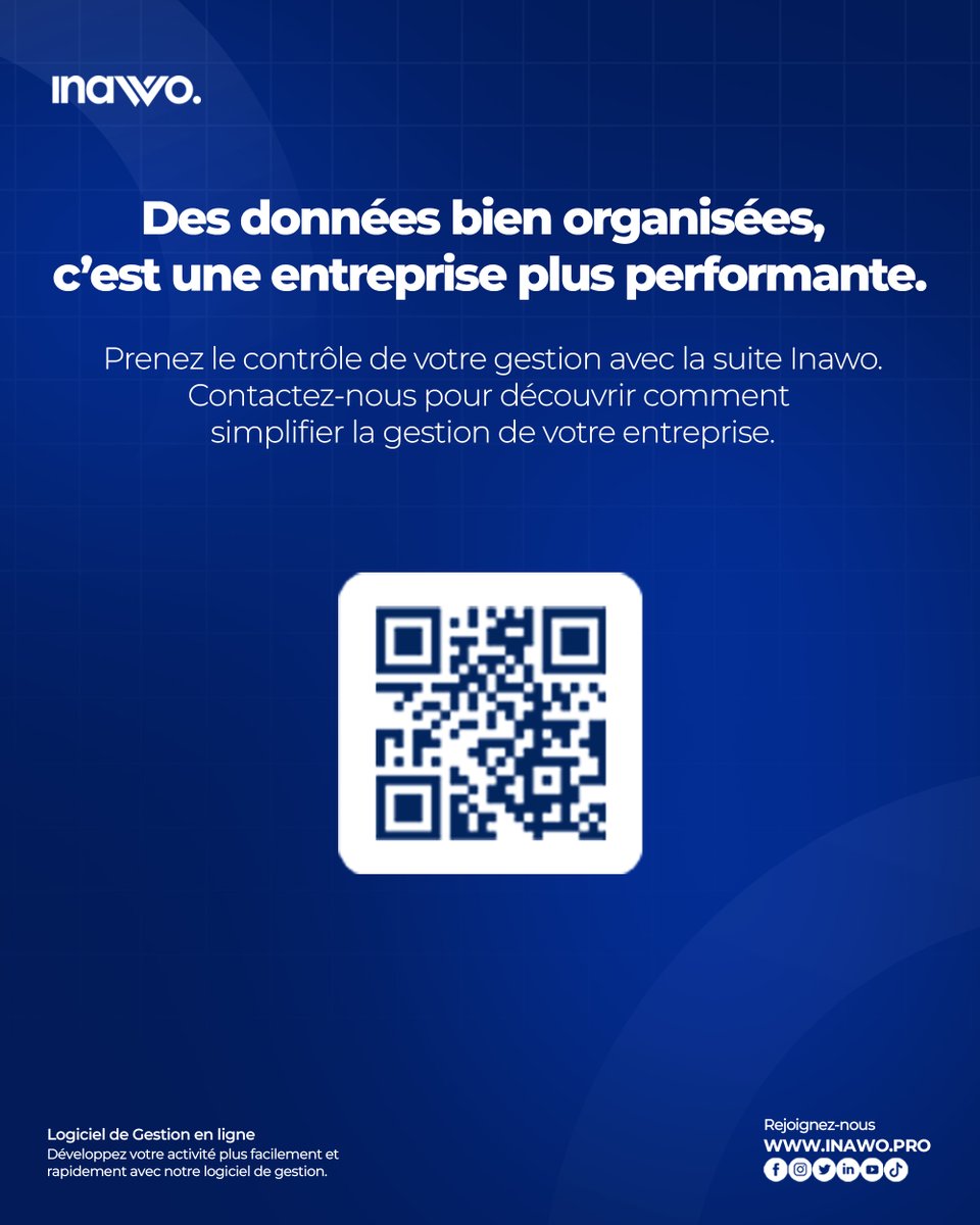 inawo_app's tweet photo. Une entreprise performante repose sur des données bien organisées.

Quand vos informations sont centralisées et accessibles, vos décisions deviennent plus rapides, plus fiables et plus efficaces.

Rejoignez nous sur https://t.co/tIBnySQP7G pour une gestion plus efficace.
#Inawo https://t.co/pDEucPF1MX