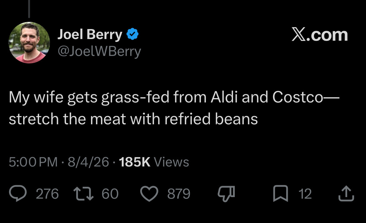 Apolitical3678's tweet photo. The golden age of stretching your ground beef with refried beans https://t.co/Xz5OdJCE8z