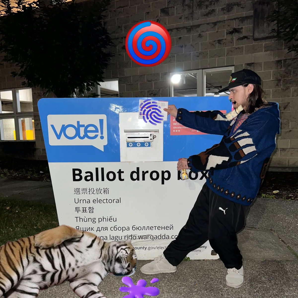 mapamachete's tweet photo. Tiger died on his way to turn in his ballot, such a shame.
Stay safe out there &amp; remember to vote!! https://t.co/BI82chuPl5