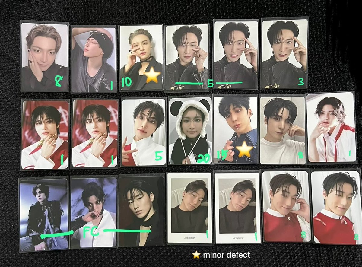 _seongieee's tweet photo. [WTS LFB] 
Ateez Bulk (Mostly Mingi)

• Price stated in RM 🇲🇾
• Priority more taken / full set
• Can nego (reasonable offers only)
• Open sharing ✅
• Can pickup @ Mingi CSE (8/8)

Kindly DM &amp; mention if interested 🤍

#pasarAteez #pasarateezmy #ตลาดน���ดateez 포카 ateez https://t.co/sajk6LXm2Y
