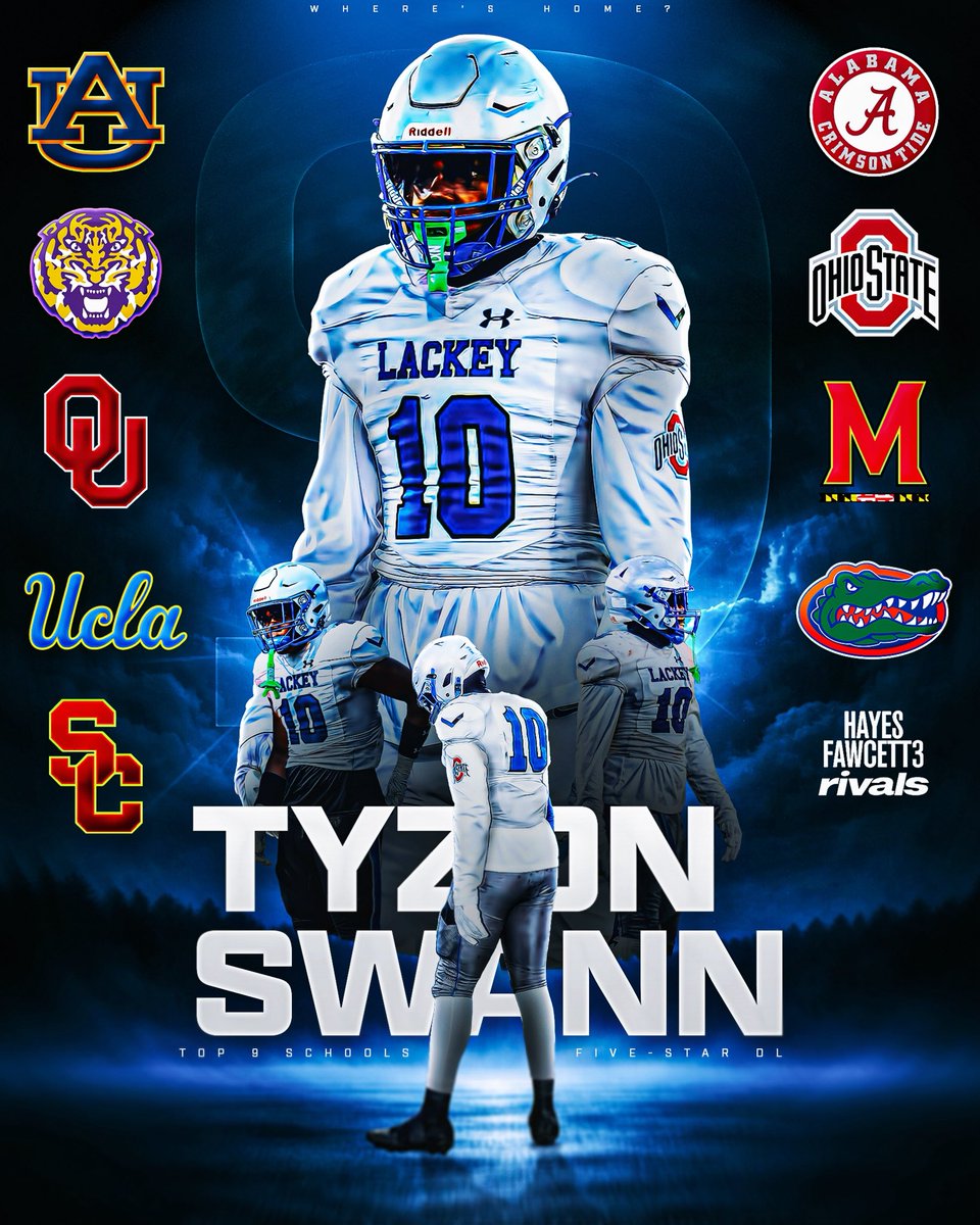 Hayes Fawcett: NEWS: Elite 2028 DL Tyzon Swann is down to 9 Schools, he tells me for @Rivals
The 6’5 250 DL is ranked as the No. 8 Rec