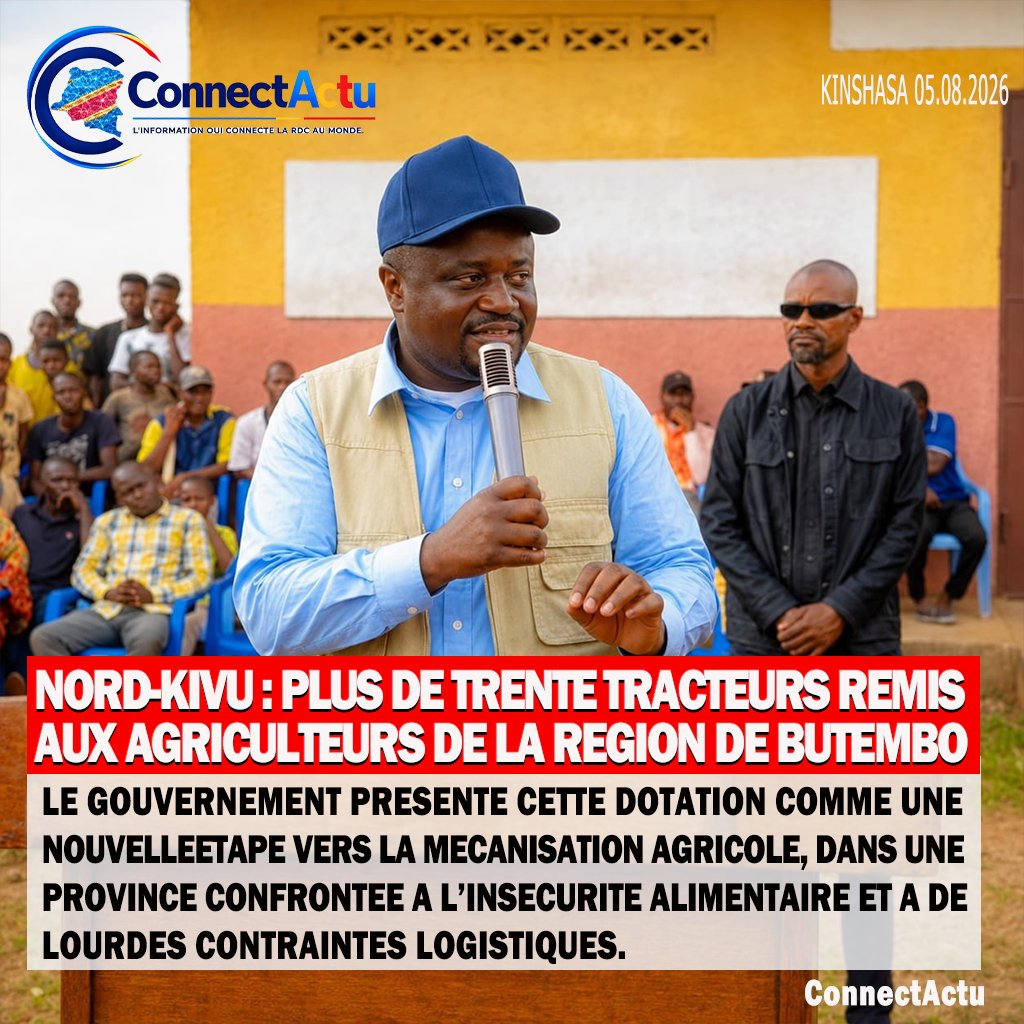 ConnectActu's tweet photo. Nord-Kivu : plus de trente tracteurs remis aux agriculteurs de Butembo

Plus de trente tracteurs ont été remis aux agriculteurs de la région de Butembo. Un pas vers la mécanisation, dont l’efficacité dépendra de l’entretien des engins, de leur répartition transparente et de la sécurisation des bassins agricoles.
Lire l'article https://t.co/at6dzIi4MR