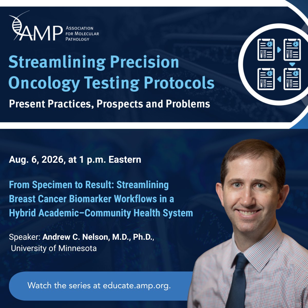 AMPath's tweet photo. TOMORROW (Aug. 6) @ 1 p.m. ET |  From Specimen to Result: Streamlining Breast Cancer Biomarker Workflows in a Hybrid Academic–Community Health System

Speaker: Andrew C. Nelson, M.D., Ph.D., of the University of Minnesota

Register for FREE: https://t.co/GMQoMIL5e4 https://t.co/XYHEVKFIlc