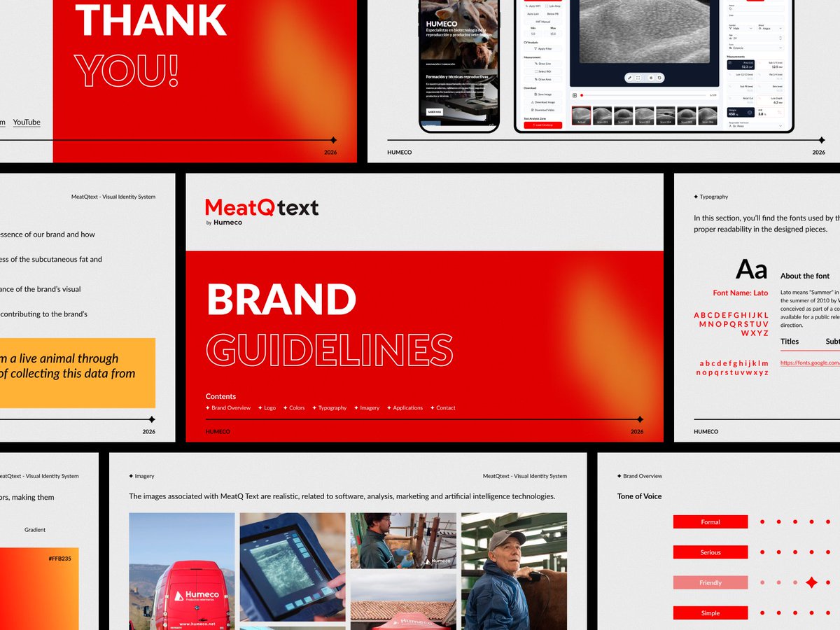 Pritesh1304's tweet photo. Designing a brand that has to feel both "diagnostic-grade precise" and "field-trusted" at the same time is a fun constraint.

Brand guidelines for MeatQ Text (AI livestock ultrasound analysis, by Humeco
#BrandIdentity #AgTech https://t.co/BVJENV24mJ