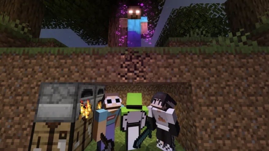 DWT_UPDATES's tweet photo. 🎧 | Dream uploaded a video to spotify!! 

— 3 Minecraft Speedrunners VS Herobrine 

🔗: https://t.co/FUxcmd4bwc https://t.co/YKlRMgfBK5