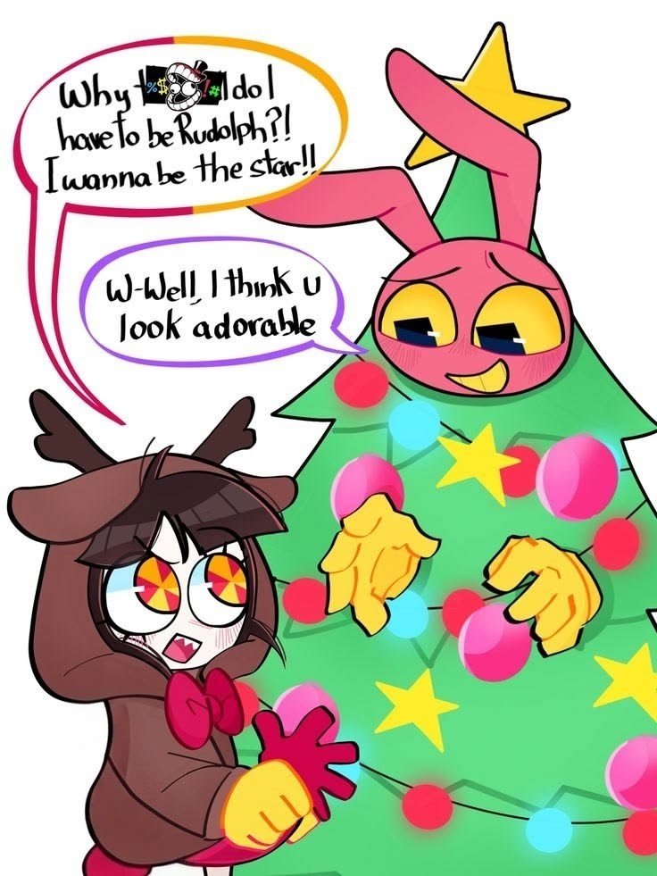 PomniLoop's tweet photo. Not everyone gets to be the sta but everyone notices the cutest one 🦌🎄

#TheAmazingDigitalCircus #TADC #DigitalCircus #Pomni #Ragatha #Jax https://t.co/pALz5W4tuE