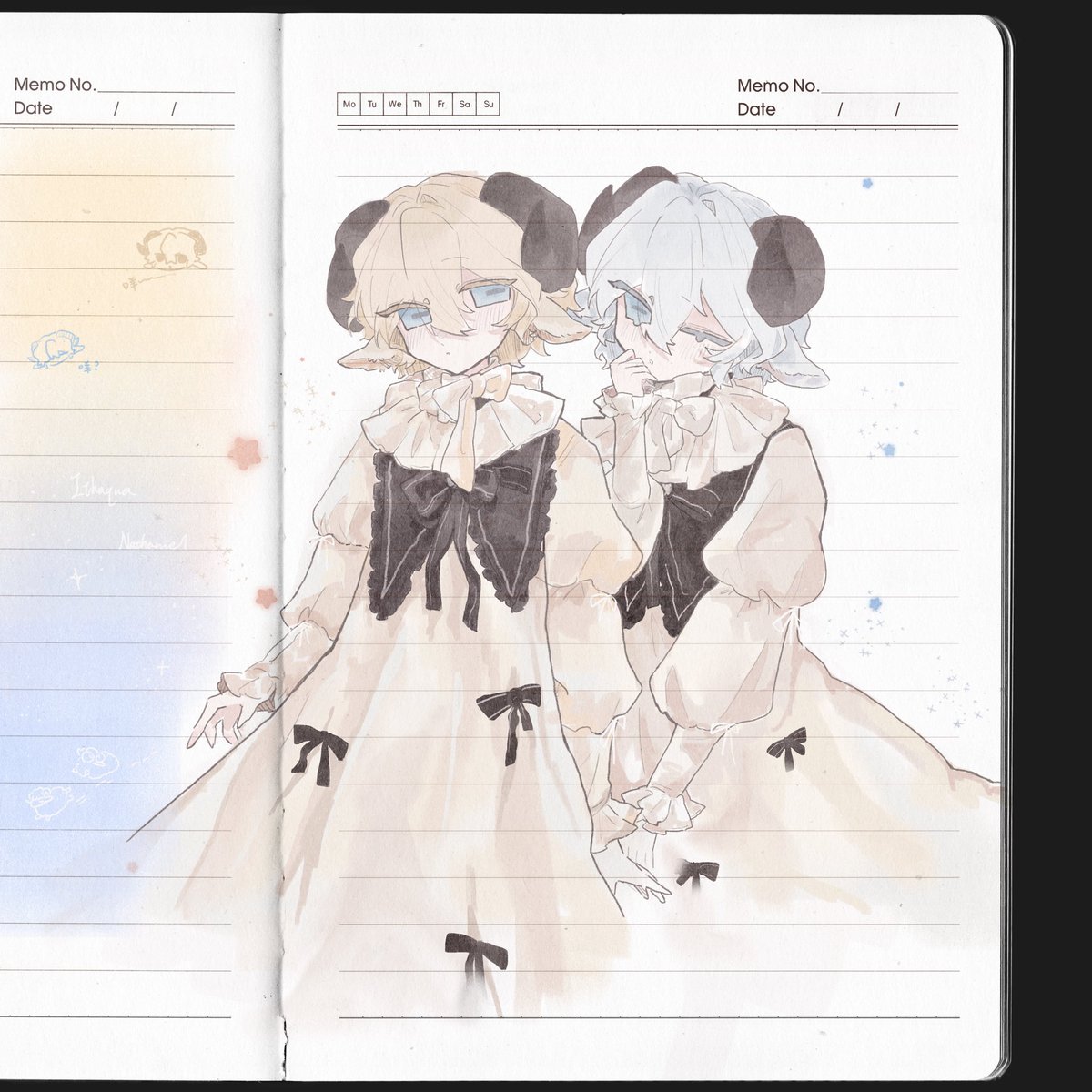 _momonga_suki_'s tweet photo. 很久沒有發佈了⋯
一些羊，文章發佈在ao3，R18G向cult文
《牧歌》

#イタ兄 #夜骨 #IthaNatha https://t.co/kwgk8zktXO