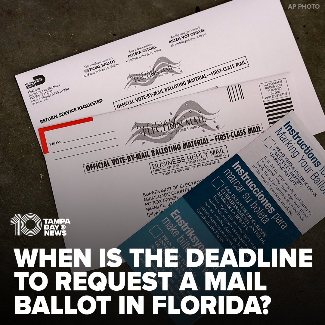 10TampaBay's tweet photo. VOTE BY MAIL ✉️ There's still time to request a vote-by-mail ballot for the Florida primary, but you have to do it this week. How and where to request one: https://t.co/hN6on95L19 https://t.co/7TCDIaHEIc