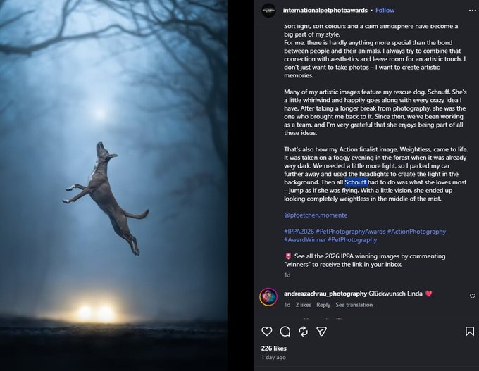 goatOnChainn's tweet photo. THIS IMAGE JUST WON PET PICTURE OF THE YEAR AND IT'S LITERALLY A DOG GOING TO THE MOON  

Actual genny narrative - plus the name is right there: Schnuff 

Proof:
https://t.co/WbpBvdYZjN https://t.co/05zsqOhyav