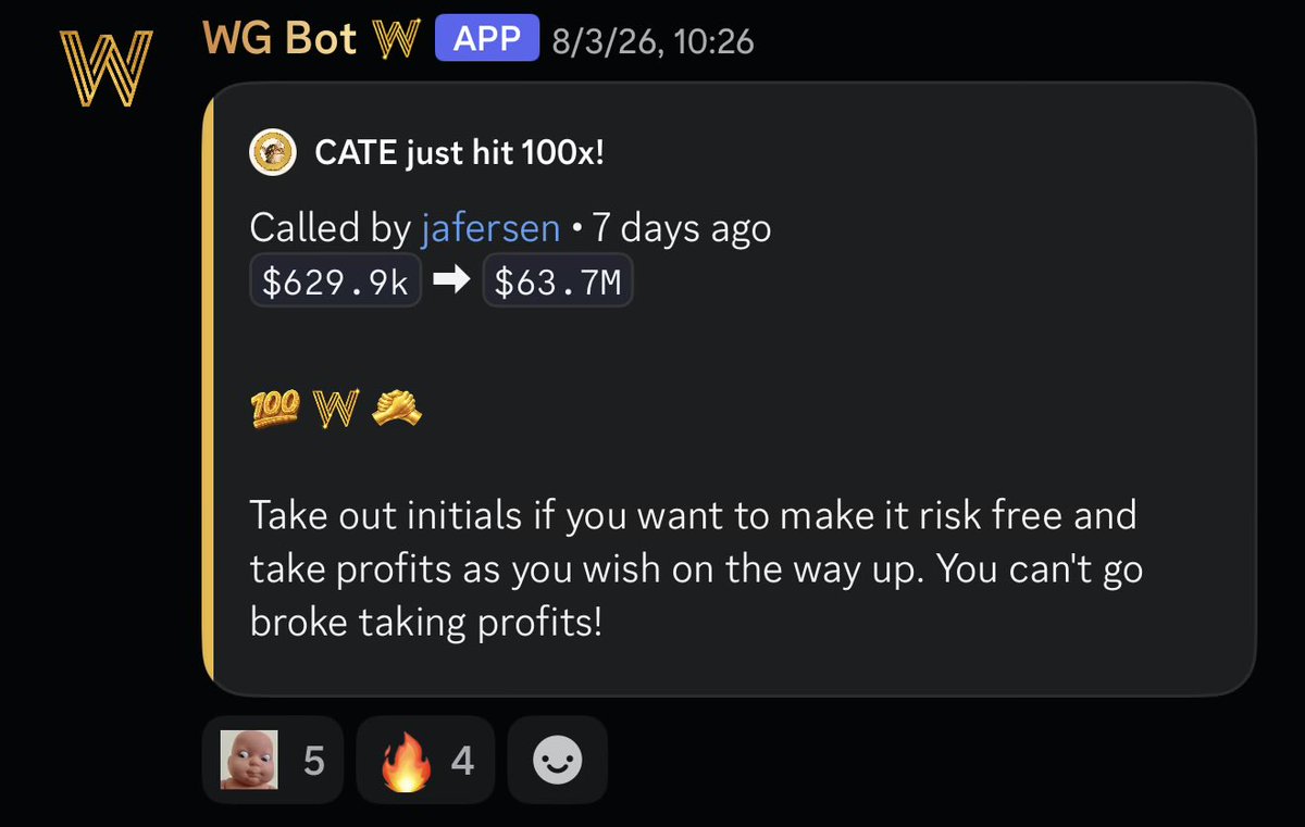 TraderDraco's tweet photo. Onchain section in @WealthGroup is absolutely cooking right now. 

Two 100x’s called back to back in less than a week. Good signs for good times. https://t.co/XB9TZwXIIN