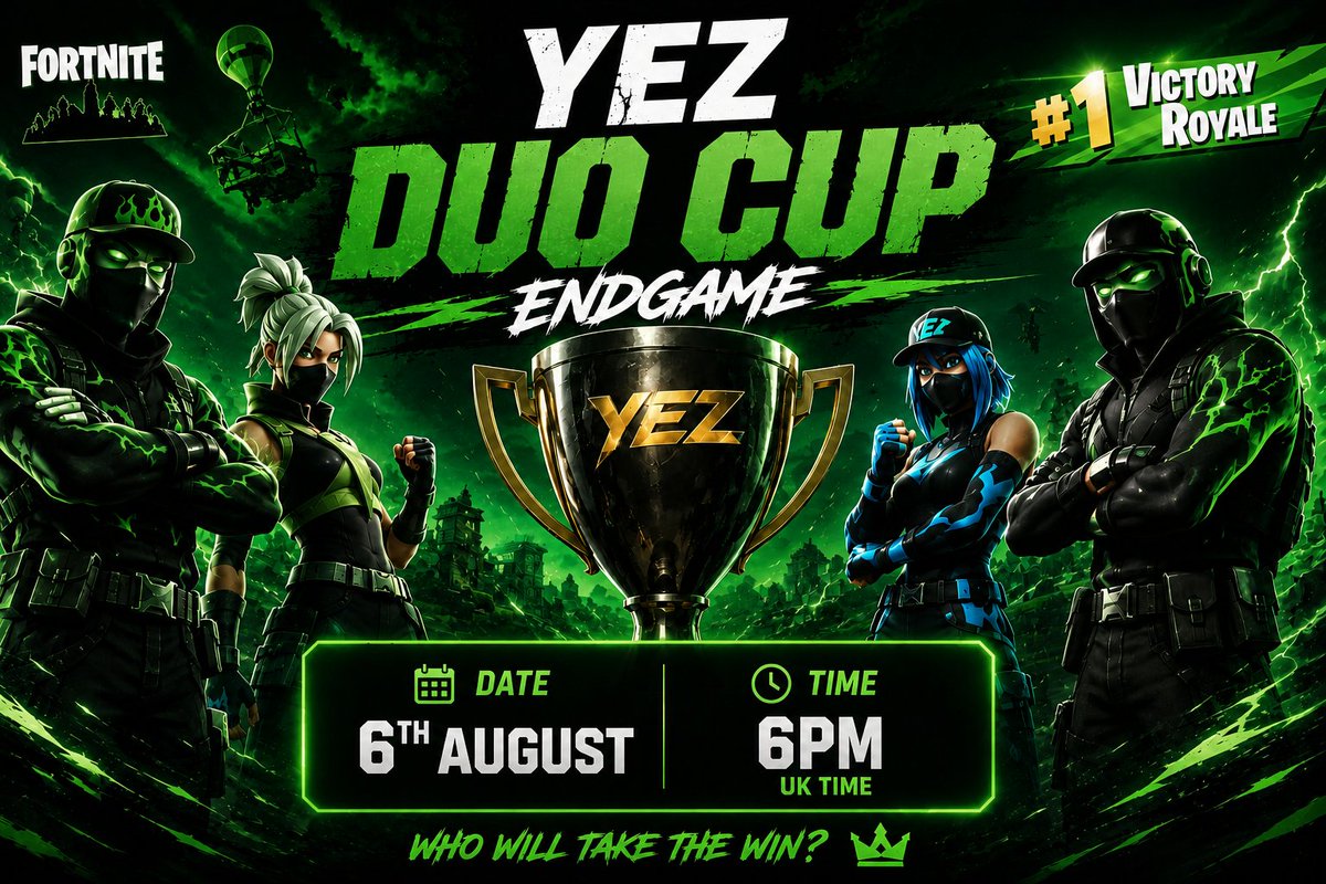OnlyYezz's tweet photo. TOMORROW, THE YEZ DUO ENDGAME CUP IS FINALLY RESCHEDULED!
I WILL BE LIVE @ 5:45PM UK https://t.co/PO8cXIPLer , ALSO OTHER STREAMS WILL BE LIVE FOR THE TOURNAMENT.
TEAM LIST AND TOURNAMENT DETAILS BELOW⬇️⬇️ https://t.co/qqCNkn7kyF