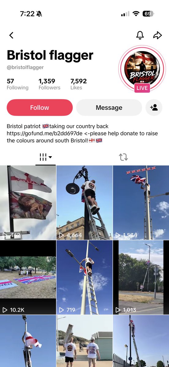 UK_Dispatch_'s tweet photo. WATCH🚨: A group of people called Bristol Flagger our out in Bristol tonight putting up flags you can watch here live on TikTok 👇

https://t.co/jSeJbX1EuN https://t.co/Fhf4X2YOoW