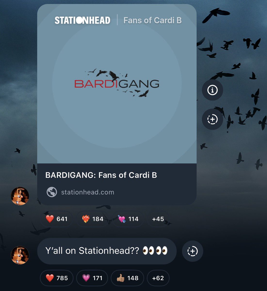 BardisMedia's tweet photo. BG, Cardi B wants to know who’s on Stationhead for the “AH HA” Apple Music Push Party. 👀

🔗: https://t.co/5zEH5NcFKx

REMINDER: Shazam/Buying Party tonight at 7PM EST!🚨 https://t.co/88LhLbsnVw