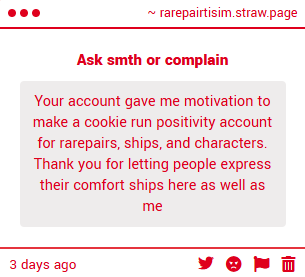 rarepairtism's tweet photo. you're welcome!!! i'm glad we inspired you and sorry i haven't seen this sooner, i submitted a few grapevine ships last night to you, i hope more cookie run fans find you and show you the ships, characters and people in the subtwt that give them joy, @WeLuvAllCookies! 💜 -🦊 https://t.co/U2kYjq9E74