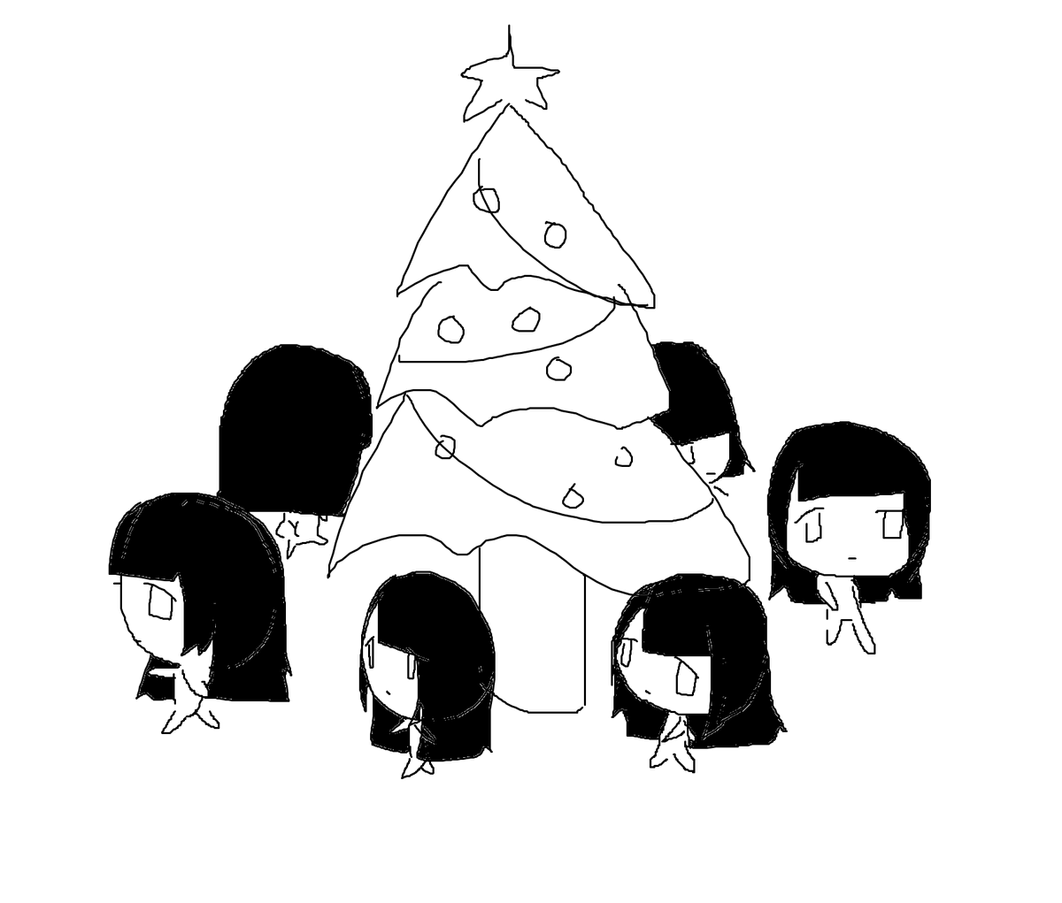tomoraisu's tweet photo. maris running around a christmas tree https://t.co/MjSgWpCptz