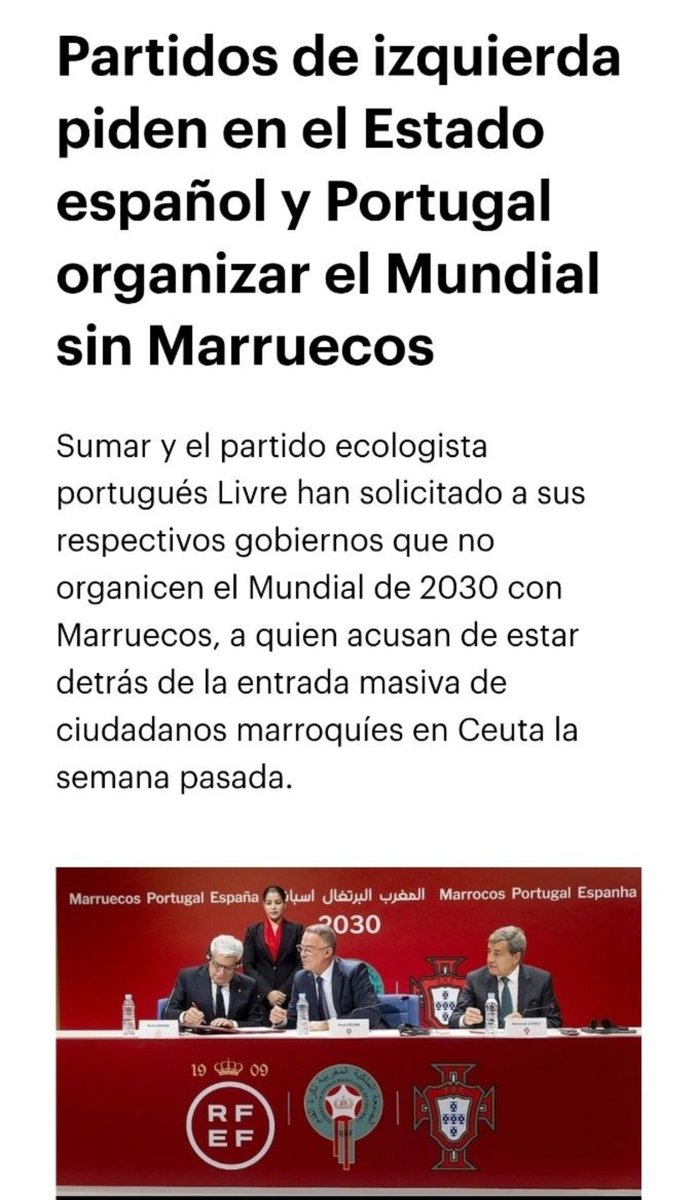 EnriqueSantiago's tweet photo. ⚽ Marruecos no merece acoger un Mundial, que usaría de lavado de cara.

Es un régimen autoritario que vulnera los derechos de su pueblo y ocupa ilegalmente el Sáhara Occidental. 

Lacayo de EEUU e Israel como Infantino...por eso se entienden bien... https://t.co/gXI2lvjYqF