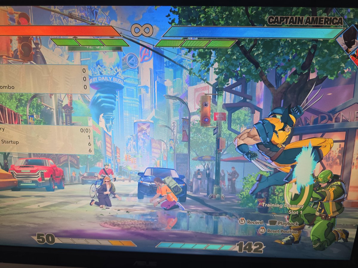 bum163's tweet photo. Patch came out and made some insane changes 🤣

Jump L is back to being a Mid for every character. 

Wolverine Unique assist is now back to being OD and like plus 50 on block. 

Hulk Medium clap went from negative 6-8 on block to PLUS 5 ON BLOCKED.

His run start speed seems even slower now.