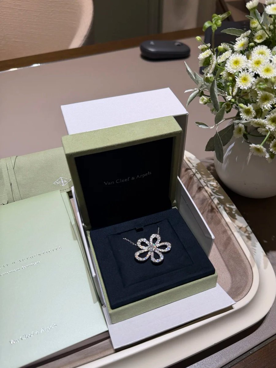Graciousyyyy's tweet photo. The Van Cleef &amp; Arpels lace flower necklace is really beautiful. https://t.co/qhNCK2b3Du