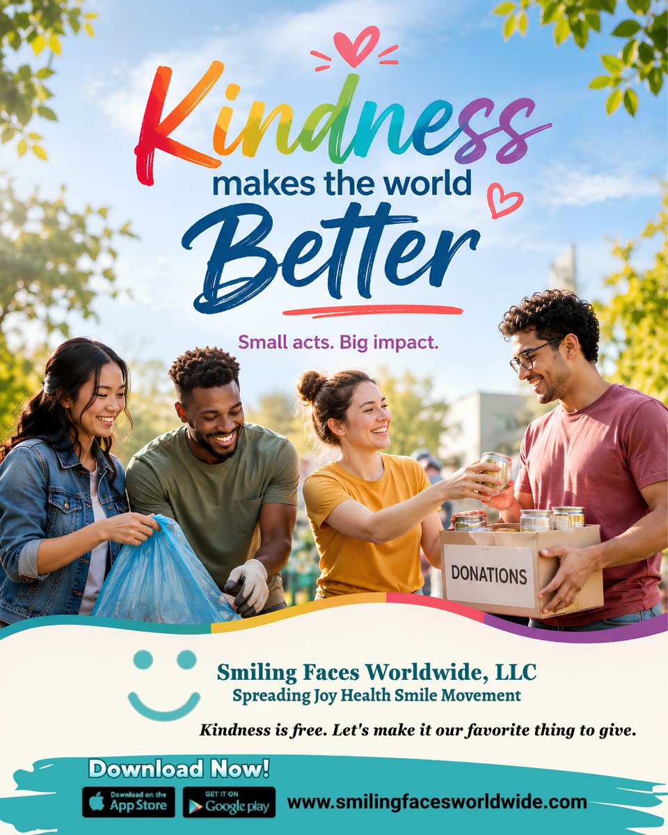 smilingfacesww's tweet photo. Hold the door. Share a smile. Offer a helping hand. The simplest gestures often leave the biggest impact.
💙 Let's make kindness our everyday habit.
Available on the App Store & Google Play
🔗 https://t.co/1TqLJvfPD0
#ShareYourSmile #SpreadJoy #KeepSmiling #KindnessMatters https://t.co/WMpb2SFY61