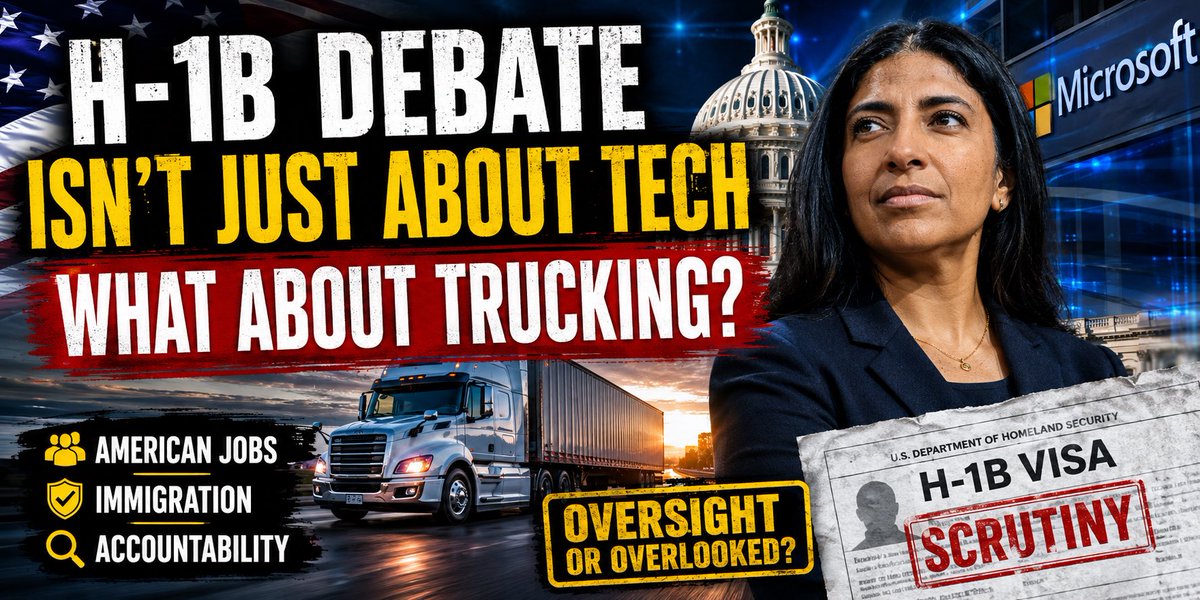 AxelLiveshow's tweet photo. The H-1B debate shouldn’t stop with Silicon Valley. What about trucking? Overseas dispatch, foreign ownership interests, fraud, and accountability deserve the same scrutiny. My latest investigation:
https://t.co/bnLJKeFIXu
#Trucking #H1B #FMCSA #SupplyChain #Fraud https://t.co/FjVUeqGp4d