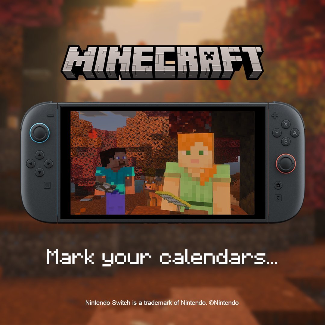 eluguide's tweet photo. 【速報】Minecraft for Nintendo Switch 2の発売日が発表されました！

発売予定：2026年10月27日

バイブラントビジュアルズに対応し、Switch版所有者向けのアップグレードパスも配信予定。

セーブデータも引き継ぎ可能です！ https://t.co/bdmkis09Dx