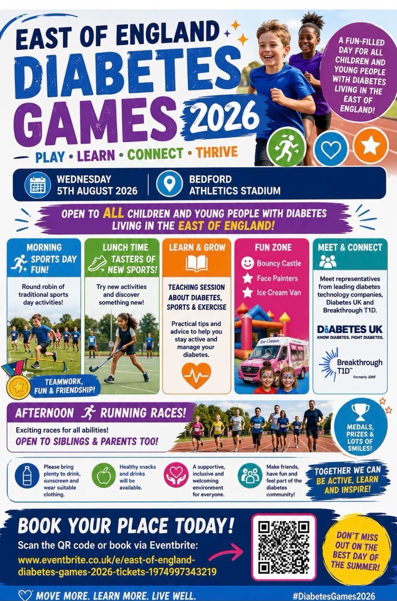 elsadiabetes's tweet photo. East of England (CYP) Diabetes Games: Thank you so much to all the wonderful parents who came to say hello and shared how the ELSA study screening helped catch your child's type 1 diabetes early #T1DScreening #Diabetesgames2026 @BT1DUK @DiabetesUK https://t.co/q34qKqxGWH https://t.co/hcCPL7yTl8