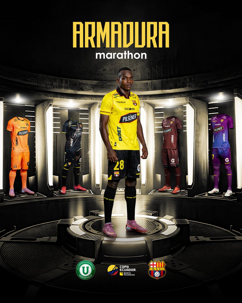 BarcelonaSC's tweet photo. Nuestra armadura para esta noche. 🛡️✅
Adquierela en Marathon Sports. 

#BarcelonaMiPasión https://t.co/MMv5PvS2Pl