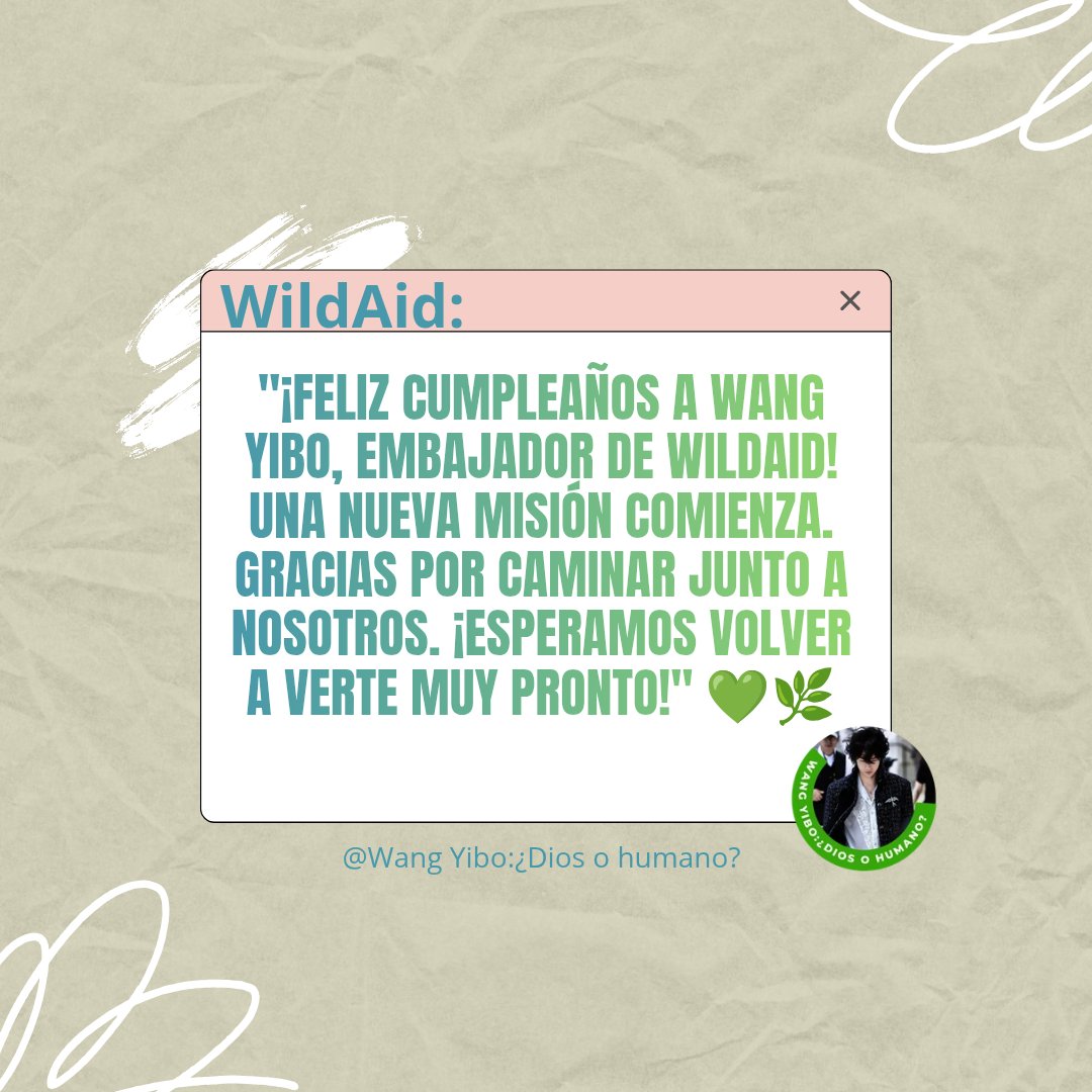 WYBDOH's tweet photo. #WildAid: "¡Feliz cumpleaños a Wang Yibo, embajador de WildAid! Una nueva misión comienza. Gracias por caminar junto a nosotros. ¡Esperamos volver a verte muy pronto!" 💚🌿
#WangYiboXWildAid #WangYibo #WildAid #生动源自行动 #王一博 https://t.co/Yl1gwvQ9ID