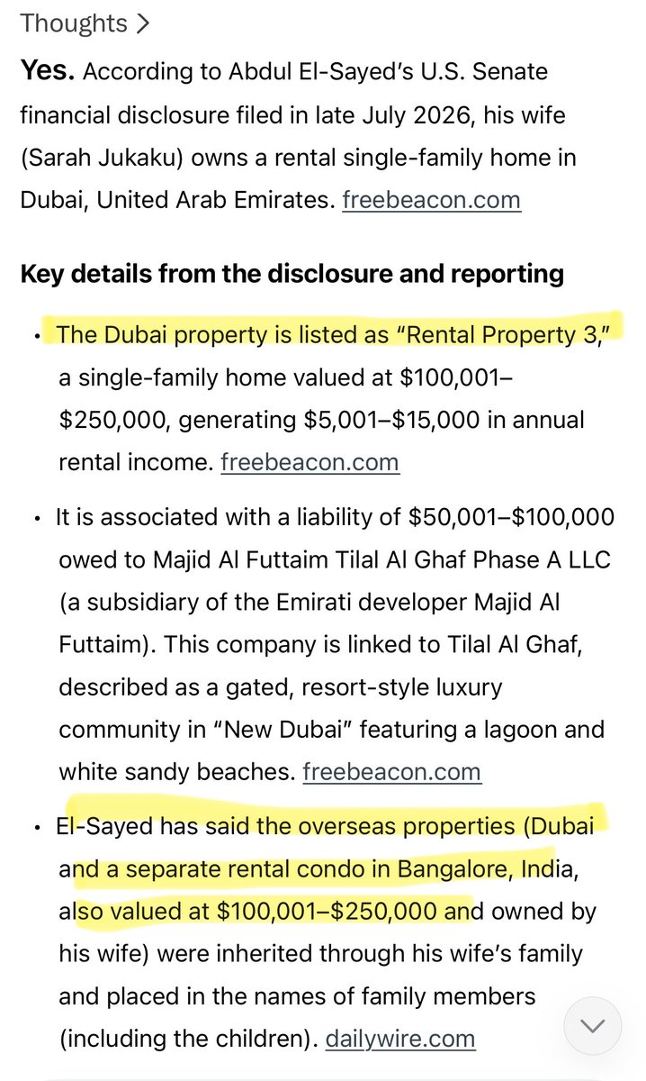 qc_cin's tweet photo. @ByronYork Abdul El-Sayed (the champagne socialist) OWNS 4 homes in total.
One home in Dubai
One home in India 
2 homes in Michigan 
@MIGOP @LeadingReport https://t.co/stqHwLIEFX