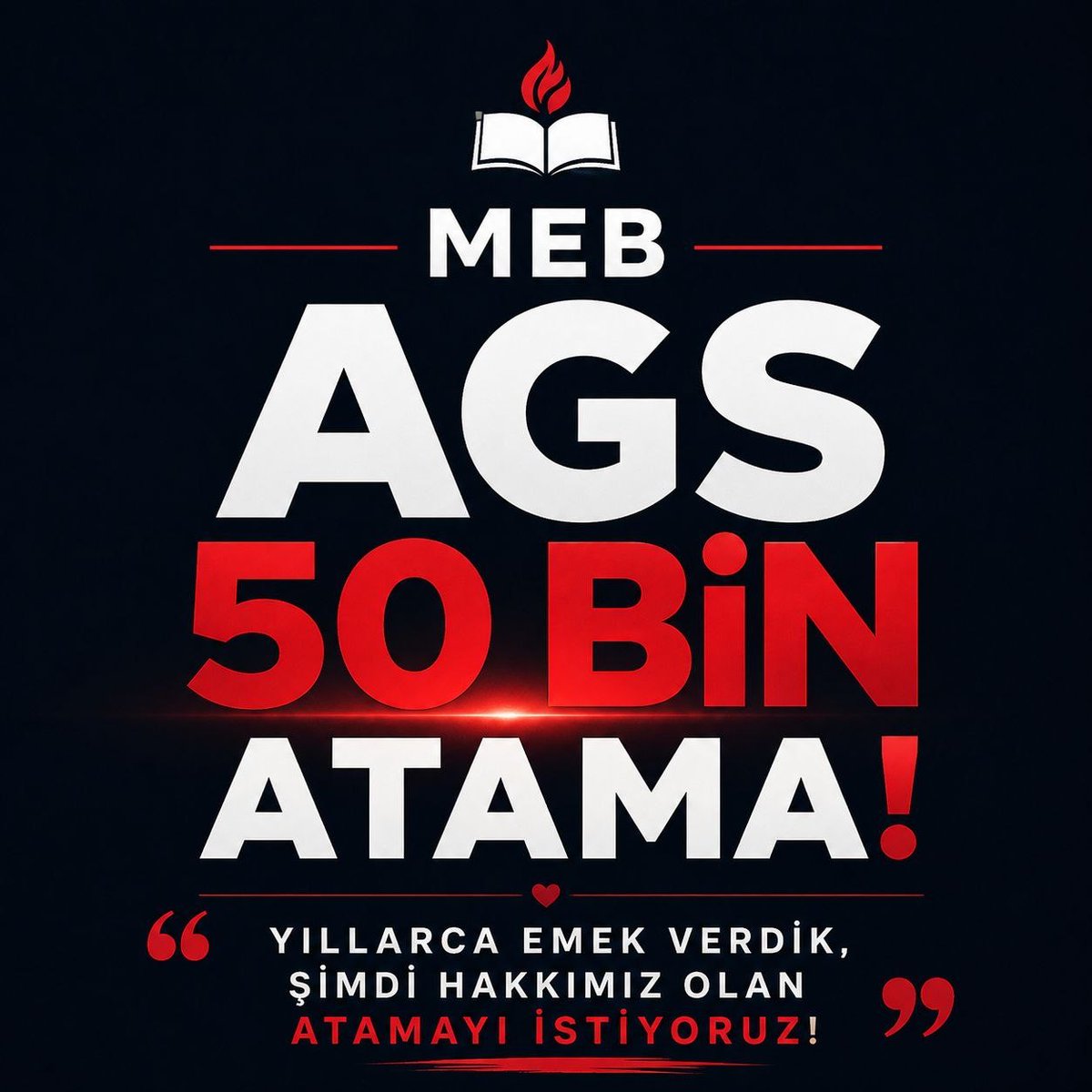 Mertcan19863000's tweet photo. Beklentimiz çok açık ve nettir. 2026 AGS’de 50 bin öğretmen ataması ile eğitim kazansın, Türkiye kazansın.
#MebAGS50Bin https://t.co/S2lmjudFEP