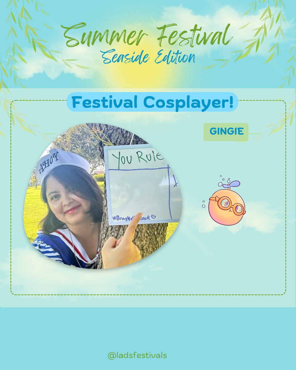LADSFestivals's tweet photo. 𓇼 ⋆.˚ 𓆉 𓆝 𓆡⋆.˚ 𓇼

Introducing our Festival's Caleb Cosplayer! 🧡🫶

GinGie is coming to bring everyone some adorable summer pictures of our dear Pilot!

Please make sure to check out their socials and show GinGie lots of love!

#ladseasidefest https://t.co/r5Tc5ZBu56