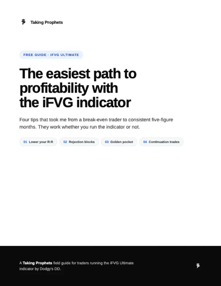 taking_prophets's tweet photo. I wrote a FREE GUIDE on trading the iFVG

The 4 tips that make iFVG entries click. Five minute read, starting with your R:R

Grab it below

Much love and thanks for your support

https://t.co/CVM7NhrybY https://t.co/g7LqCMylAn