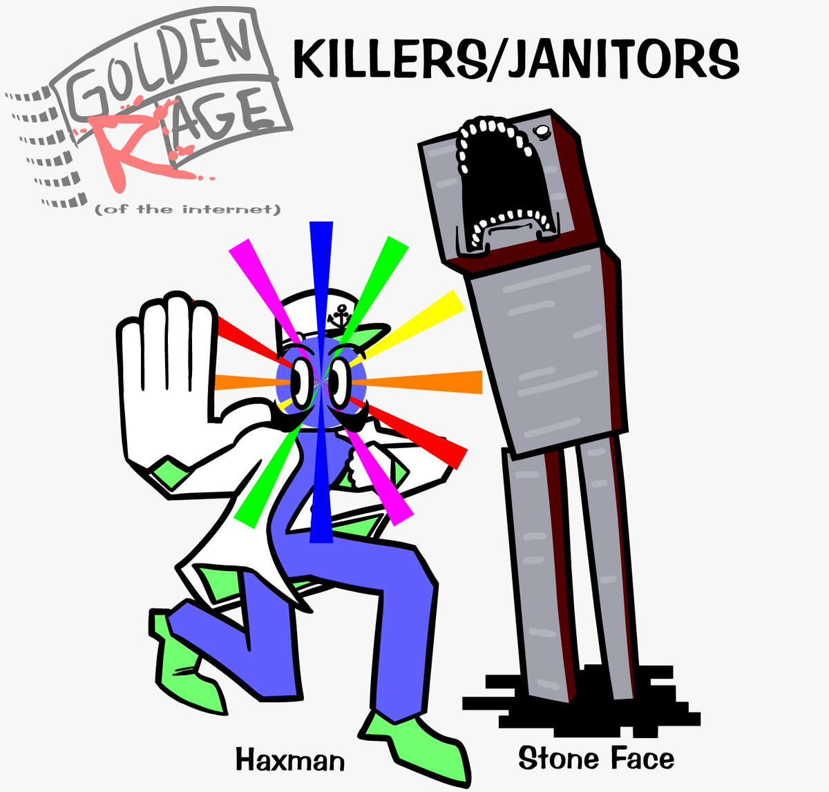 shagLSSJ's tweet photo. golden rage killers/janitors (not terminators im calling them janitors here i think it fits more) ALSO WITH COLOR

#goldenrage / #roblox #pursuitcore alternate take

Weegee/YTPs
Herobrine/Slenderman
Mecha Sonic/The Terminator
Pinkie Pie
Cancer Lord
The Guy/Cat Mario https://t.co/DB8C2WLTmb