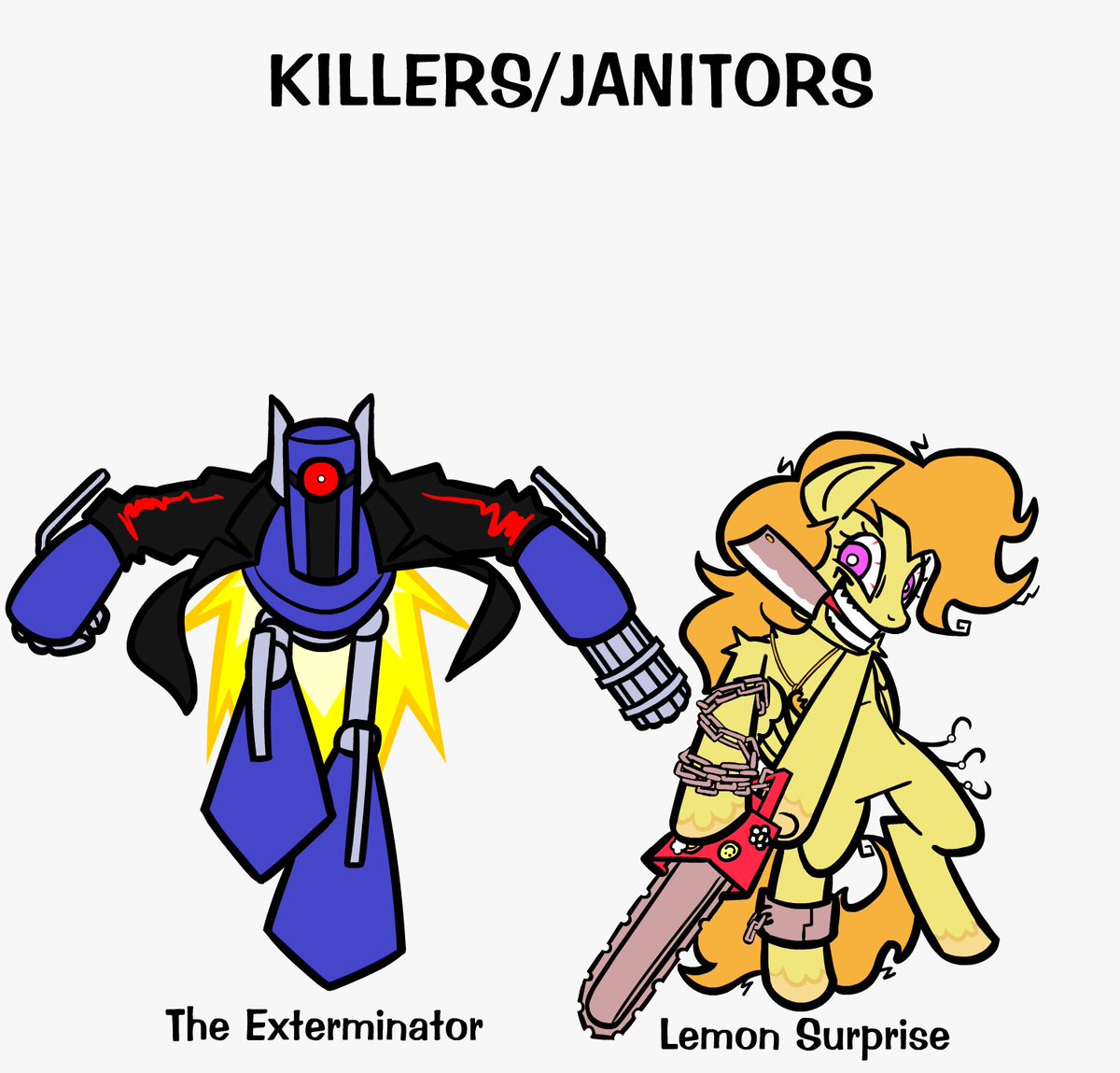 shagLSSJ's tweet photo. golden rage killers/janitors (not terminators im calling them janitors here i think it fits more) ALSO WITH COLOR

#goldenrage / #roblox #pursuitcore alternate take

Weegee/YTPs
Herobrine/Slenderman
Mecha Sonic/The Terminator
Pinkie Pie
Cancer Lord
The Guy/Cat Mario https://t.co/DB8C2WLTmb
