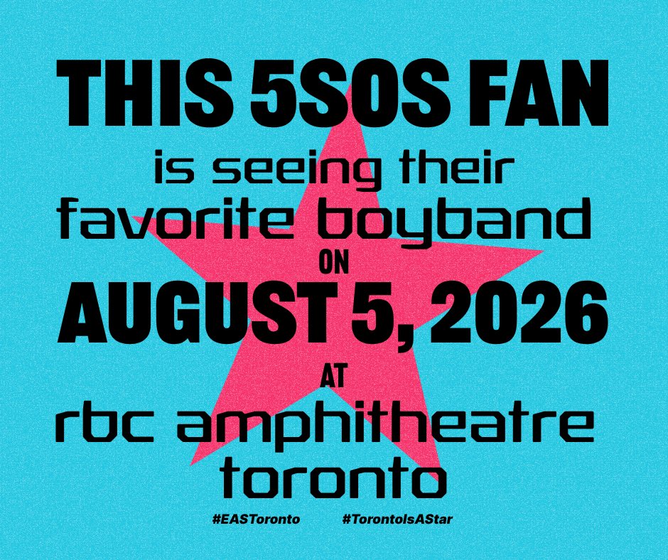 The5SOSYears's tweet photo. Today, Toronto is a STAR!! 🌟 

Let everyone know you’re seeing your favourite boyband TODAY! 

#EASToronto #TorontoIsAStar #EASTour #EveryonesAStarTour https://t.co/EUgurqbDaX
