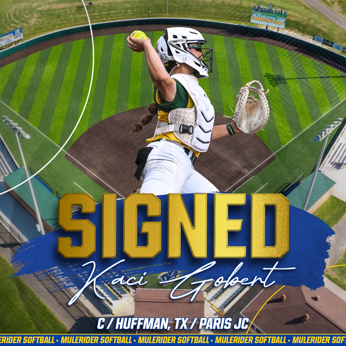 MuleriderSports's tweet photo. ✍️𝑻𝒊𝒎𝒆 𝒕𝒐 𝑹𝑰𝑫𝑬, Kaci Gobert 🤩

🥎 C
📍 Huffman, Texas
🏫 Transfer: Paris JC

#GoMuleriders | #LetsRide https://t.co/8VktALkbGs