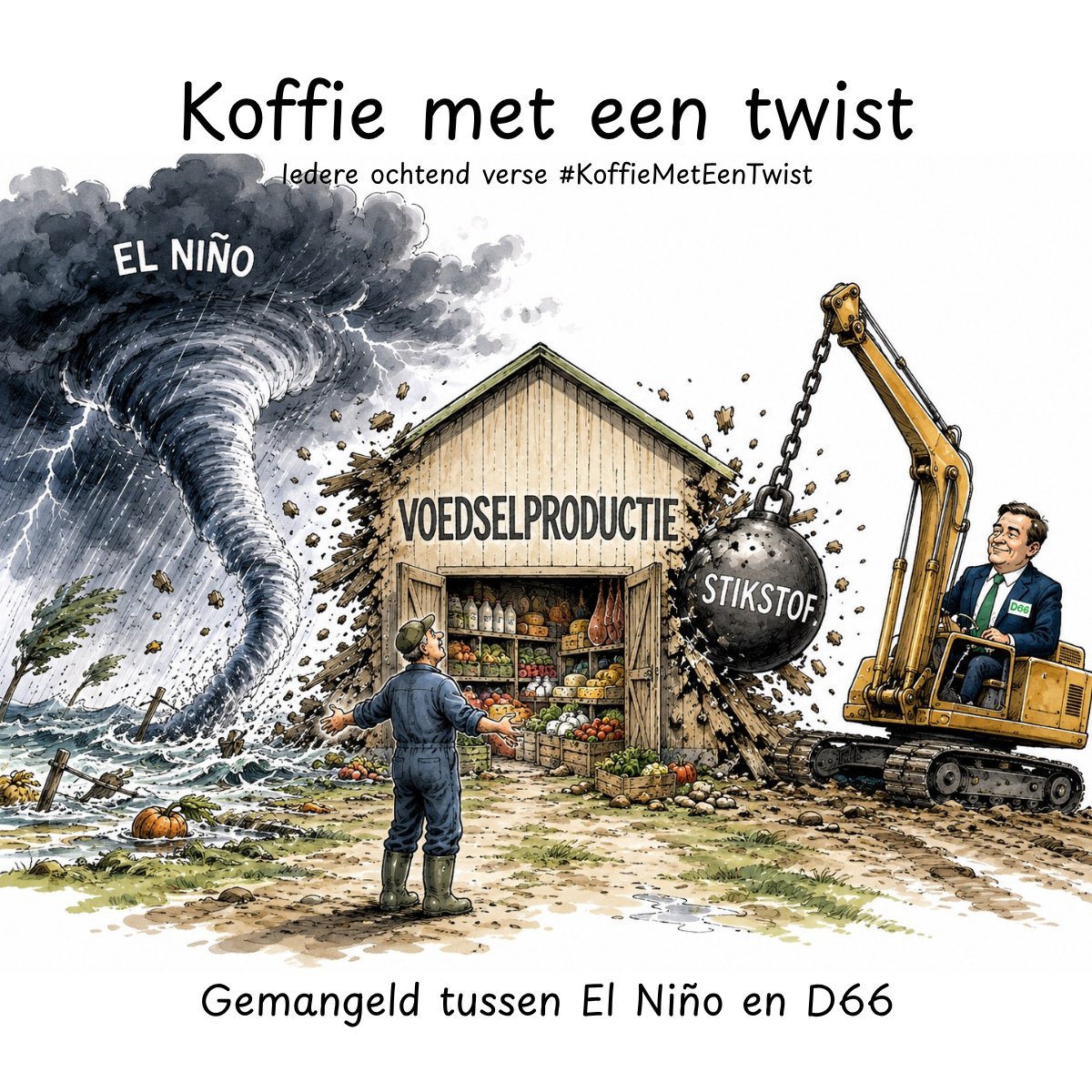 ColFrederik's tweet photo. Voedselproductie bedreigd door beleid
#KoffieMetEenTwist
#NL #Politiek #Actueel #Satirisch #Stikstof https://t.co/Z2hl0Ja6D3