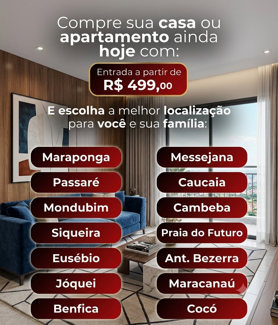 Gilson1584's tweet photo. ⏳ NÃO PERCA ESSA OPORTUNIDADE!

🏠 Realize hoje sonho da casa própria.
✔ Renda a partir de R$ 1.900 ✔ Entrada facilitada ✔ Subsídios disponíveis  conforme análise

📲 FALE COMIGO agora e realize o sonho da CASA PRÓPRIA 

WHATSAPP (85)98193-3202

#casapropria #saiadoaluguel https://t.co/O3akejOxQE
