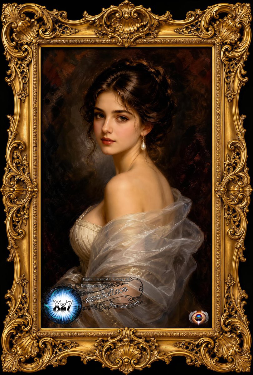 artmatrix007's tweet photo. The Eternal Gaze of Lilia Valerius-Kovács AI Concept Art by Xzendor7; is an arresting work of art that transports the viewer to the Pilidu Gilded Salon, where Classical Realism meets an uncanny digital precision. Read More At: https://t.co/Id35so6zOj https://t.co/eOHUWUcaEy