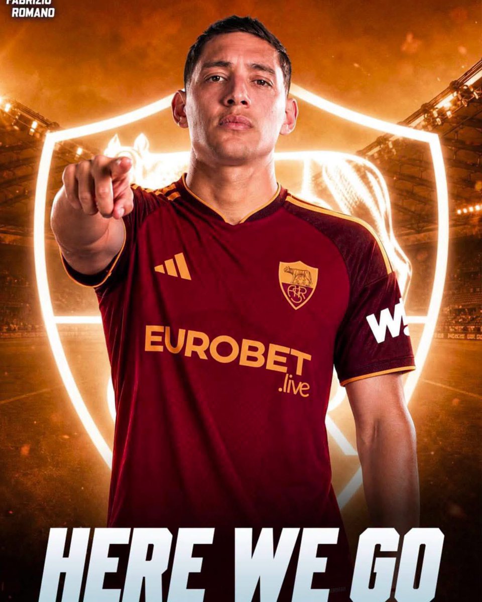 Messifirstborn's tweet photo. 🚨 𝐇𝐄𝐑𝐄 𝐖𝐄 𝐆𝐎! AS Roma agree deal to sign Nahuel Molina from Atlético Madrid on €18m fee 🟡🔴🇦🇷

Argentina right back joins on long term deal from Atlético as green light has arrived to proceed with the medical tests ➡️ https://t.co/ak3iPjrkqk