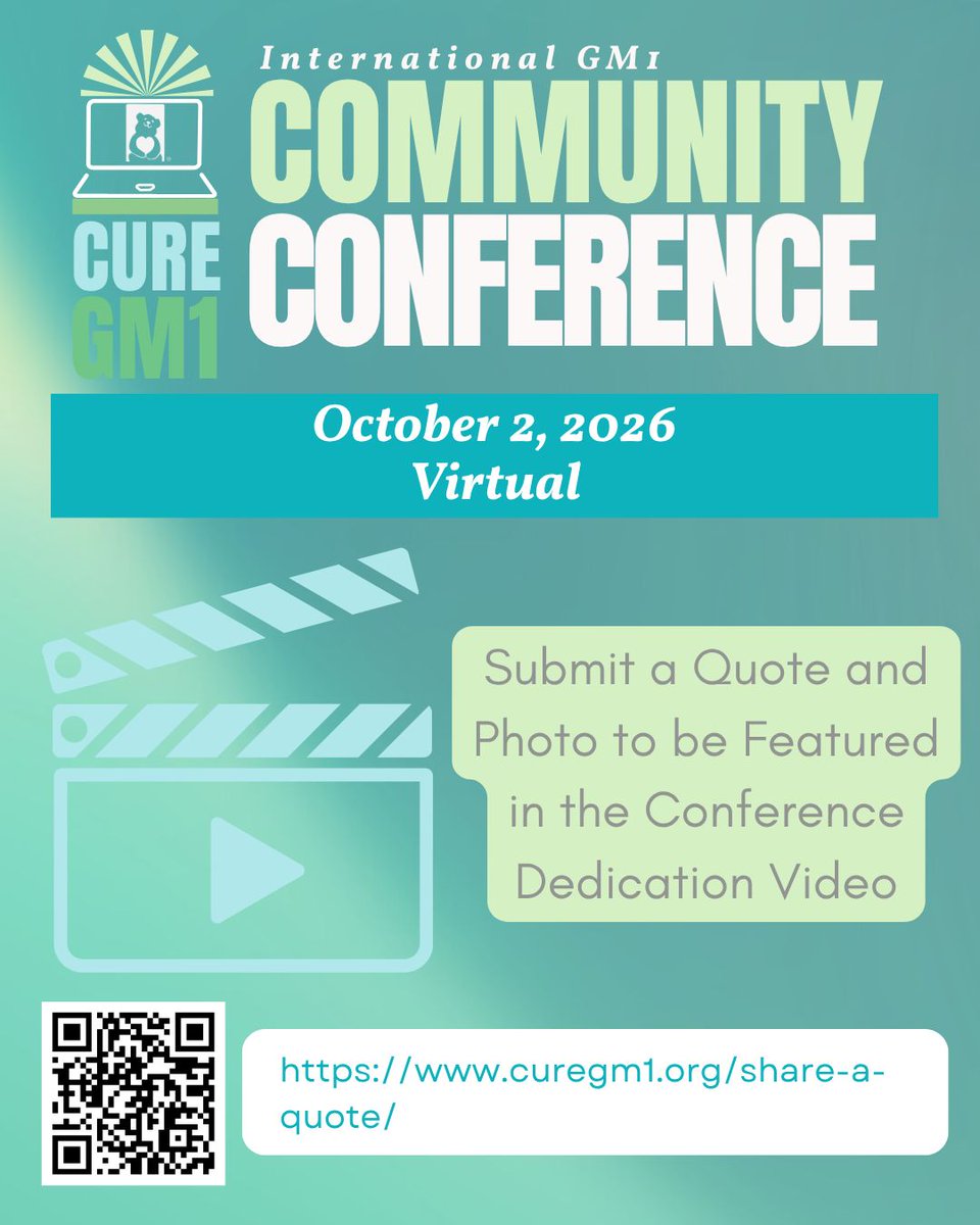 curegm1's tweet photo. GM1 Community Conference Oct 2, 2026! Share your voice: Submit a quote &amp; photo for our dedication video. Honor a loved one, reflect on your GM1 journey, or offer hope.

Submit: https://t.co/Jq7Syqt9B9
Register: https://t.co/ewUZr7GEyq

#CureGM1 #GM1Gangli… https://t.co/0tG9RpQ6ur