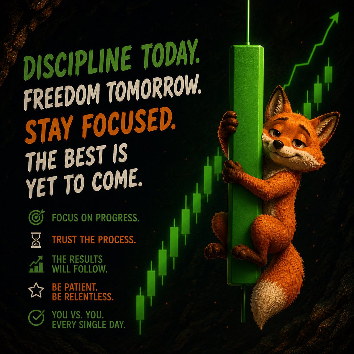 LazyFoxOfficial's tweet photo. Some people wait for the perfect moment.
Winners hold on through the climb. 🟢🦊

Every green candle starts with patience.
Stay calm. Stay consistent. Trust the process.

The view gets better the higher you go. 🚀

#LazyFox #Bullish #Motivation #KeepClimbing #web3 #solana https://t.co/Md5YqloBQy
