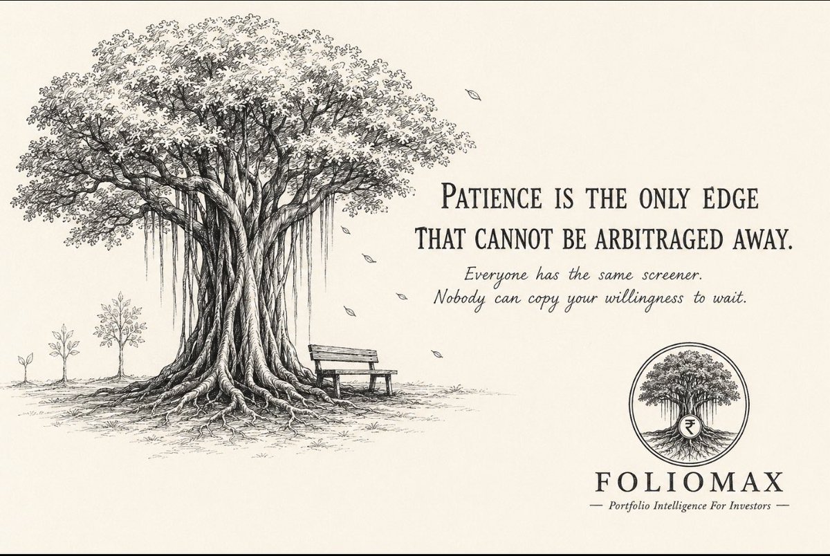 Foliomaxin's tweet photo. Patience is the only edge that cannot be arbitraged away.

Everyone has the same screener. Everyone reads the same filings. Everyone sees the same results on the same day.

The one advantage nobody can copy from you is your willingness to wait.

A good business does not become great because you found it. It becomes great because it kept doing ordinary things well, for longer than most people were willing to watch.