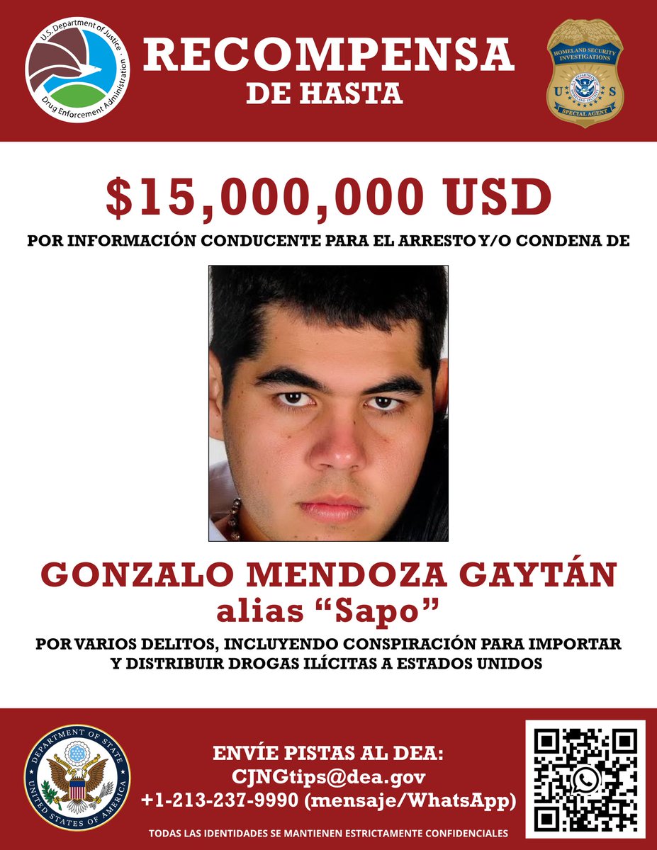 StateINL's tweet photo. Que quede claro: vamos a eliminar las organizaciones narco-terroristas que amenazan nuestro país y al pueblo norteamericano. Ofrecemos recompensas hasta más de $100 MILLONES de dólares por información conducente para el arresto y/o condena de los líderes y asociados del CJNG. https://t.co/jZaDPM3ax4