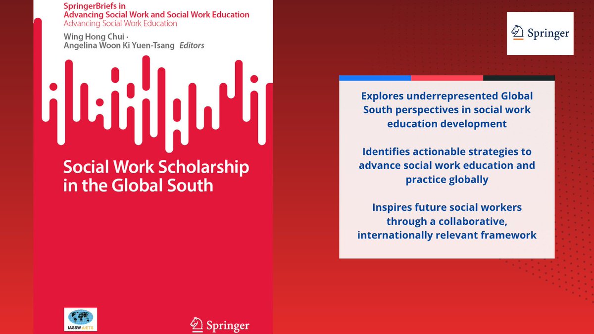 SpringerSW's tweet photo. NEW Brief examines trajectory of social work education development in the Global South, offering fresh perspectives on decolonizing curricula, practical methods for integrating Indigenous knowledge, opportunities &amp; challenges of transformation @IASSW_AIETS https://t.co/r86XJlPDhF https://t.co/Rg31ubtPOQ