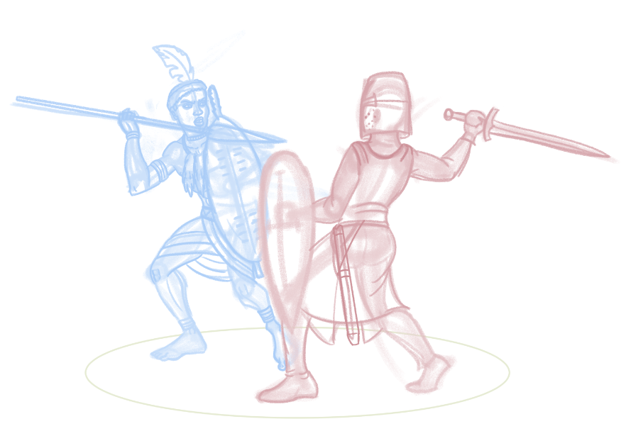 BrandonPilcher's tweet photo. A digital sketch for a possible future 3D diorama I will make in the Unreal 5 engine. This one pits a soldier from the medieval kingdom of Mapungubwe in South Africa against one of the Knights Templar. #medieval #southafrican #african #knight #templar #artㅤㅤㅤㅤ https://t.co/9wLluDIHvI