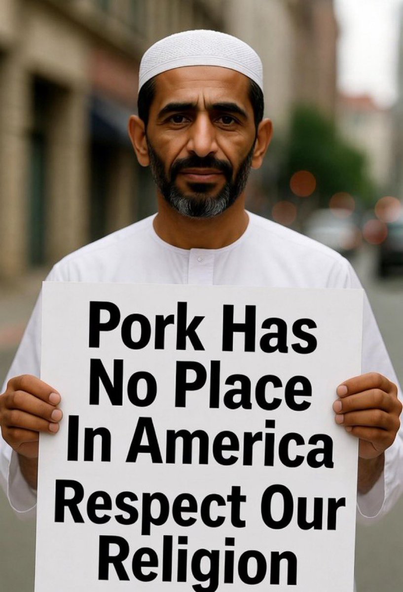 trumplicans2024's tweet photo. Do yourself a favor, Mohammed. 
Don't mess with bacon. 
Just saying... https://t.co/e3DN7Xetr8