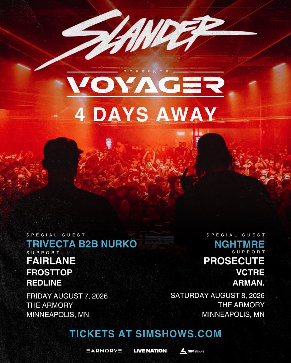 SIMshows's tweet photo. 🔥fire🔥dubstep🔥cry bangers🔥stacked lineups🔥

🔥SLANDER weekend is 4 days away🔥

We will have show info, ticket updates, giveaways, and more all week long!

Qualify to win a 4-pack of tickets to ONE of the nights:
✅*like* &amp; RT
Explore tix at https://t.co/MXLFw2zmAT https://t.co/Mcj0HPAcfe